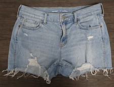 Old Navy Womens Boyfriend Mid-Rise Jean Shorts Size 6 Distressed Cut Off