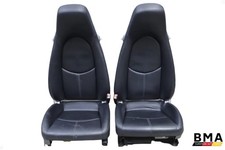 Porsche 997 911 Front Left Right Powered Black Leather Seat Set 2005 - 2012 Oem