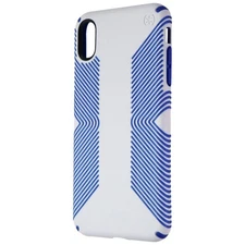 Speck Presidio Grip Phone Case for iPhone Xs Max - Microchip Gray/Ballpoint Blue