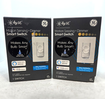 [LOT OF 2] GE Motion Sensing + Dimmer Smart Switch 93120076 FAST FREE SHIPPING a