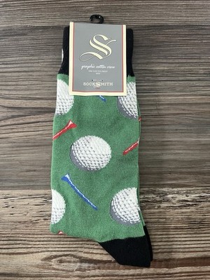 NWT Golf ball & Tee Green Crew Socks Socksmith Fathers Day Golfer Caddy Gift