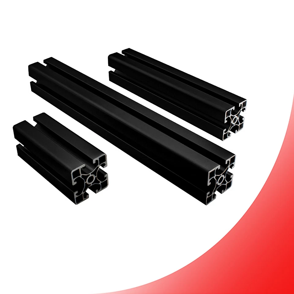 KOSMOSPROFIL ALU Profil 40x40mm light Nut 8 Aluminium Systemprofil Typ I 100-2000mm schwarz