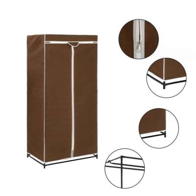Garde-robe Marron Penderie Armoire de Rangement Etagère à