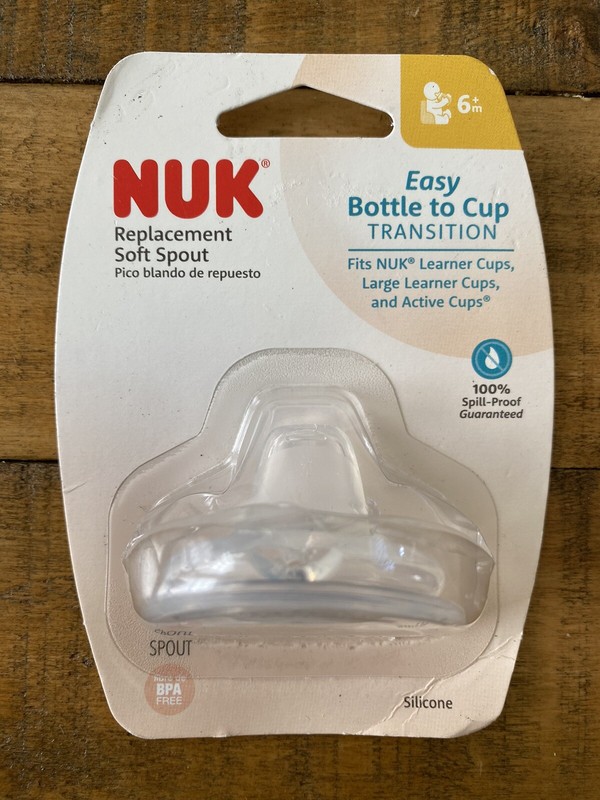 NUK 62815 6 M Silicone Replacement Soft Spout-Clear BRAND NEW