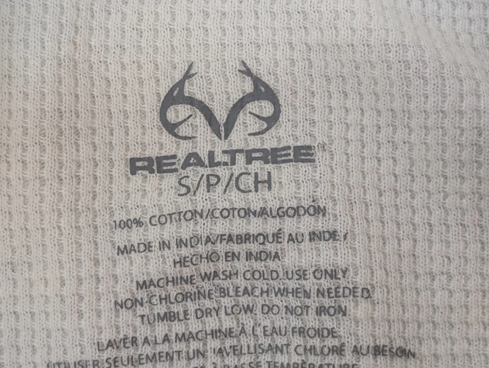 Realtree Thermal Underwear Set Men's Small White Heavyweight Cotton Top & Bottom - Image 2 of 4