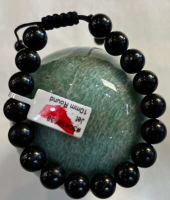 Adjustable Jet Bracelet 10 Mm Round