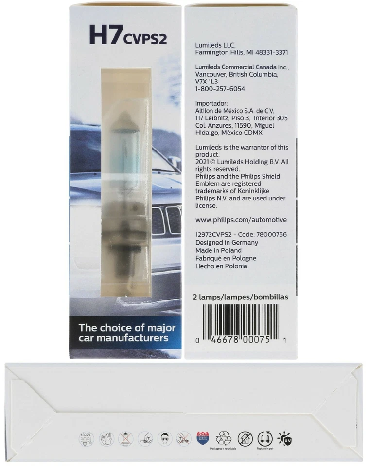 Philips Crystal Vision Platinum H7 55W Two Bulbs Head Light Low Beam Replace Fit - Image 4 of 4