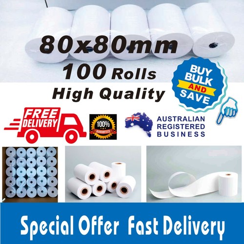 80x80mm No. 1 Thermal Paper 100 Rolls Cash Register Receipt Bulk Deal