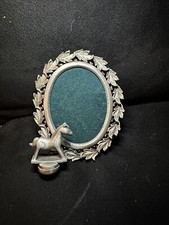 Antique pewter photo frame with baby giraffe 3.5  tall