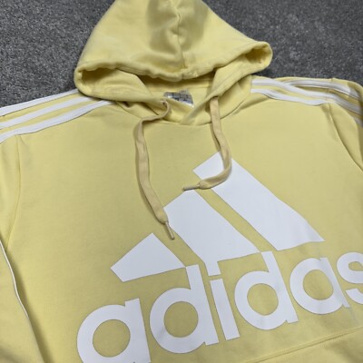 Adidas Hoodie Yellow Stripes Adidas Sweatshirt Men Large Yellow