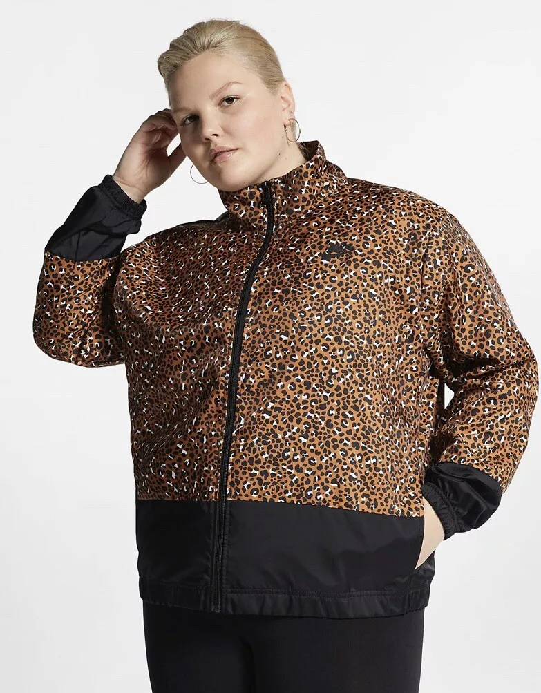 $90 NEW Nike Sportswear Womens Animal Print Woven Jacket Plus Size