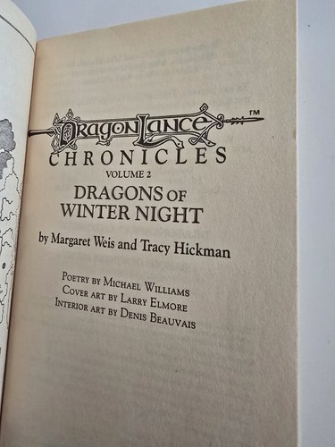 Dragonlance Chronicles Vol 2 Dragons of Winter Night Paperback 1985 1st Printing - Picture 5 of 6