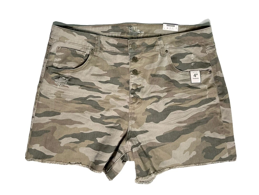 Mezcla de algodón pantalones cortos Multicolor Camuflaje para Mujeres