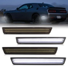 4x For 2015-2022 Dodge Challenger Smoked Front Rear Bumper LED Side Marker Light