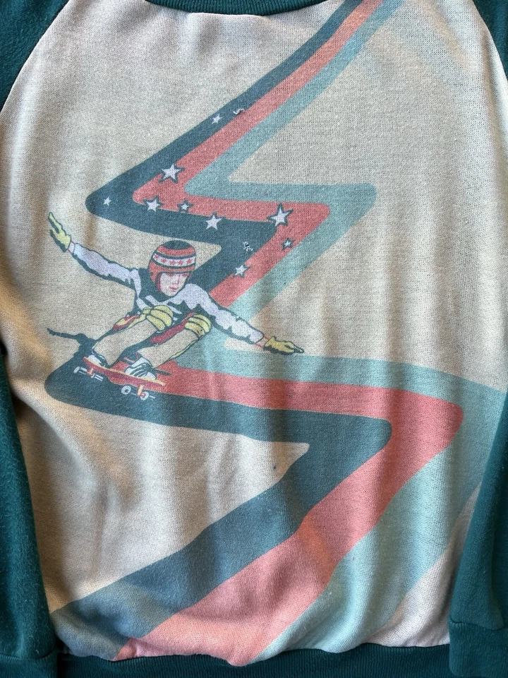 Vintage 1970s skateboarding Pullover Sweatshirt Tony Hawk Acrylic Medium - Image 2 of 4