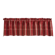 Park Designs ARLINGTON Unlined Window Valance - Wine, Tan Plaid - 72"Wx14"L 