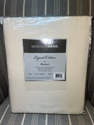 Madison Park Liquid Cotton Luxury Blanket Premium Soft Cozy Full/Queen Ivory NEW