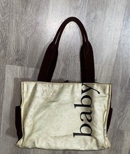 KATE SPADE Baby Silver Gold and Brown diaper bag with polka dot Inside Sz Lg