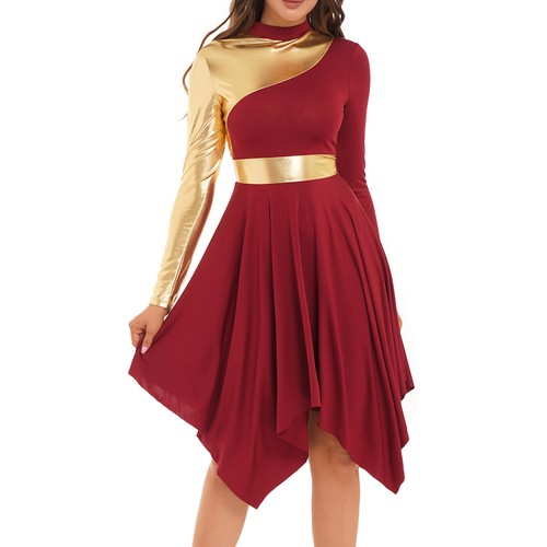 Damen Gymnastik Praise Ballettanzug Performance Kleid Metallisch Modern Church - Bild 8 von 98