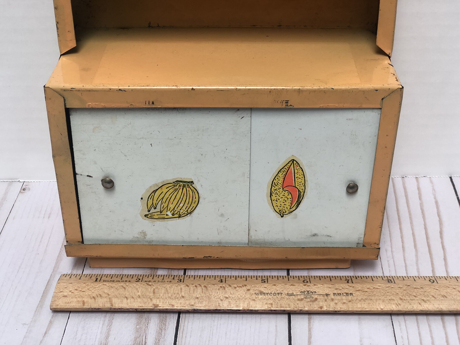 Vintage Toy Kitchen Cupboard Hutch Metal Tin Doll Furniture eBay