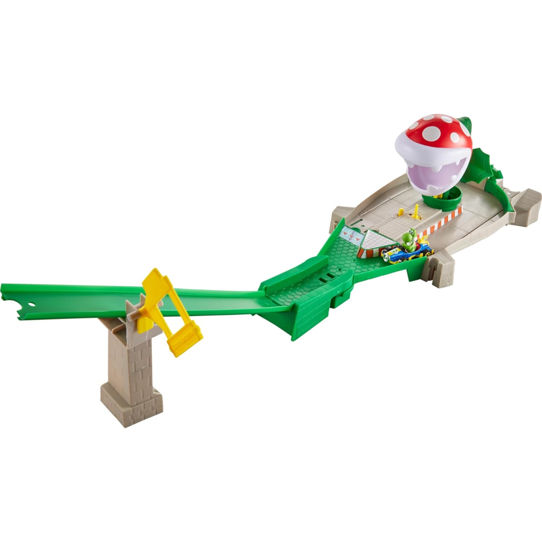 Hot Wheels Mariokart Piranha Plant Slide Track Set With Yoshi 1:64 Vehicle