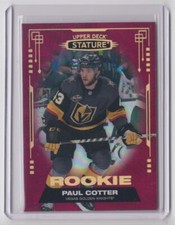 2021-22 Upper Deck Stature Design Variant Red Rookie Paul Cotter RC /75 Vegas