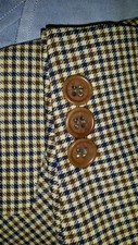 Vintage Oscar De La Renta 42L Blue Tan Gun Check Gingham Sport Coat Blazer ITALY
