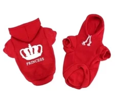 Winter Pets Dog Princess Crown Printed Clothes Hoodie Warm Sweatshirt Coat - XXL