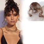 Seamless Curly Wavy Neat Air Fringe Thin Mini Clip in Synthetic Hair Bangs