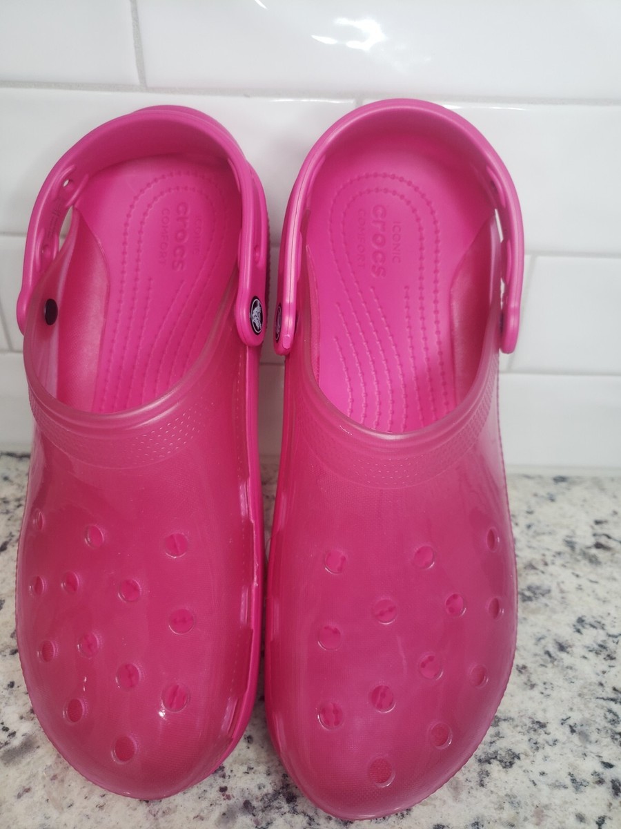 Crocs Unisex Classic Translucent Clog CANDY PINK Mens 11 | eBay