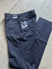 New Nordstrom Mens Shop Trim Dress Pants Tech-Smart Size 30W Grey Unhemmed