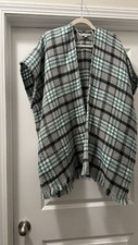 NWOT Ann Taylor Loft Open Front Poncho Shawl Multi Plaid Size XS- S