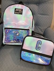 Justice Pastel Backpack Lunchbox Initial A B C E J L M T Tie Dye Shimmer Stars Ebay