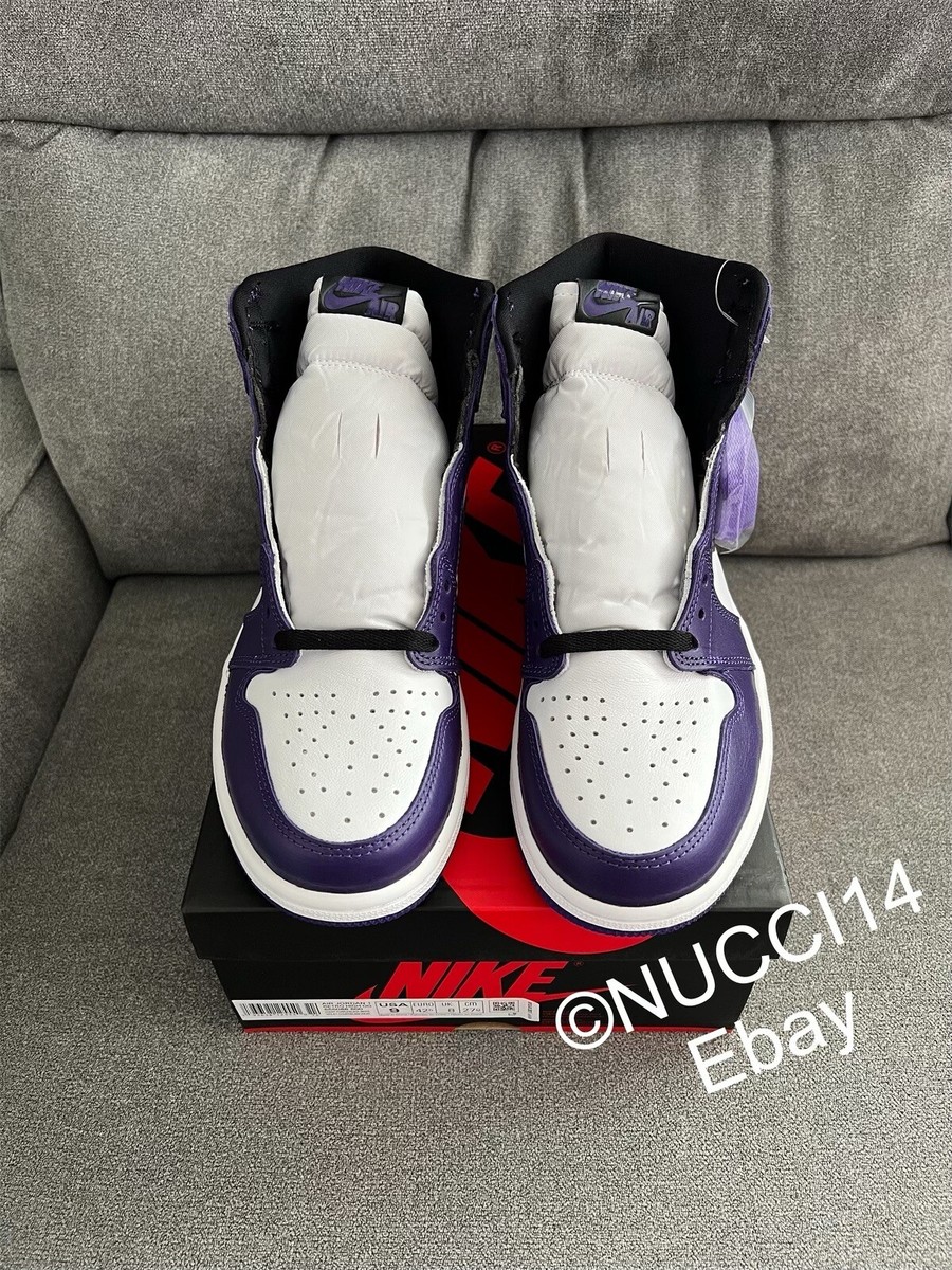 Size 9 - Nike Air Jordan 1 Retro High OG Court Purple with Size 9 - Nike Air Jordan 1 Retro High OG Court Purple with