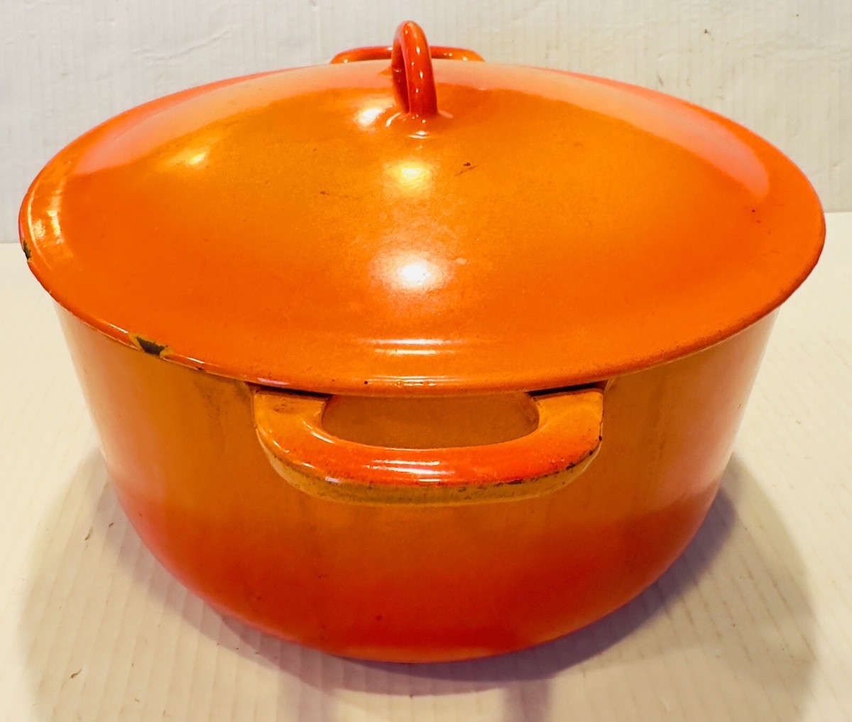 descoware バターウォーマー　鋳物　オレンジ　ヴィンテージ DESCOWARE Belgium Orange Flame Enamel Cast Iron Pot/Pan Dutch Oven