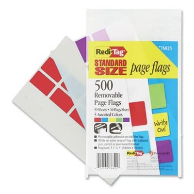 Redi-Tag 76825 Removable Page Flags Assorted 500/Pack