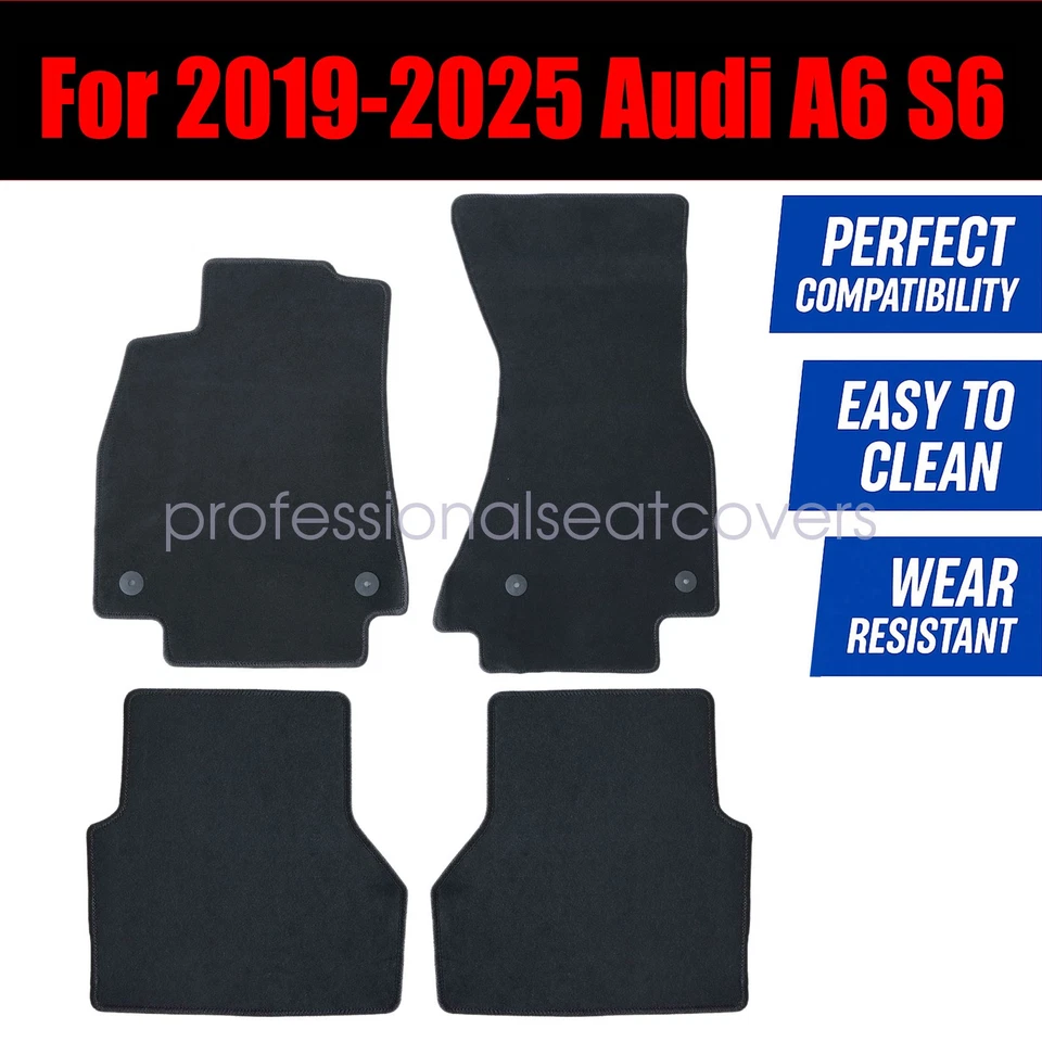 Floor Mats Carpet Velour Fits 2019 2020 2021 2022 2023 Audi A6 Quattro S6 Black - Image 3 of 4