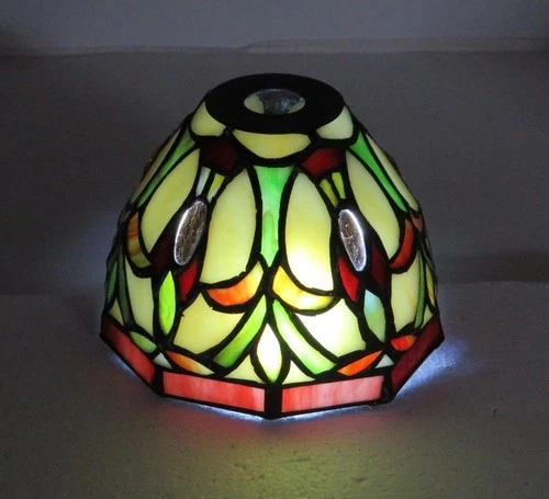 Vintage Tiffany Style Slag Glass Panel Lamp Sconce Chandelier Shade Bell Shaped