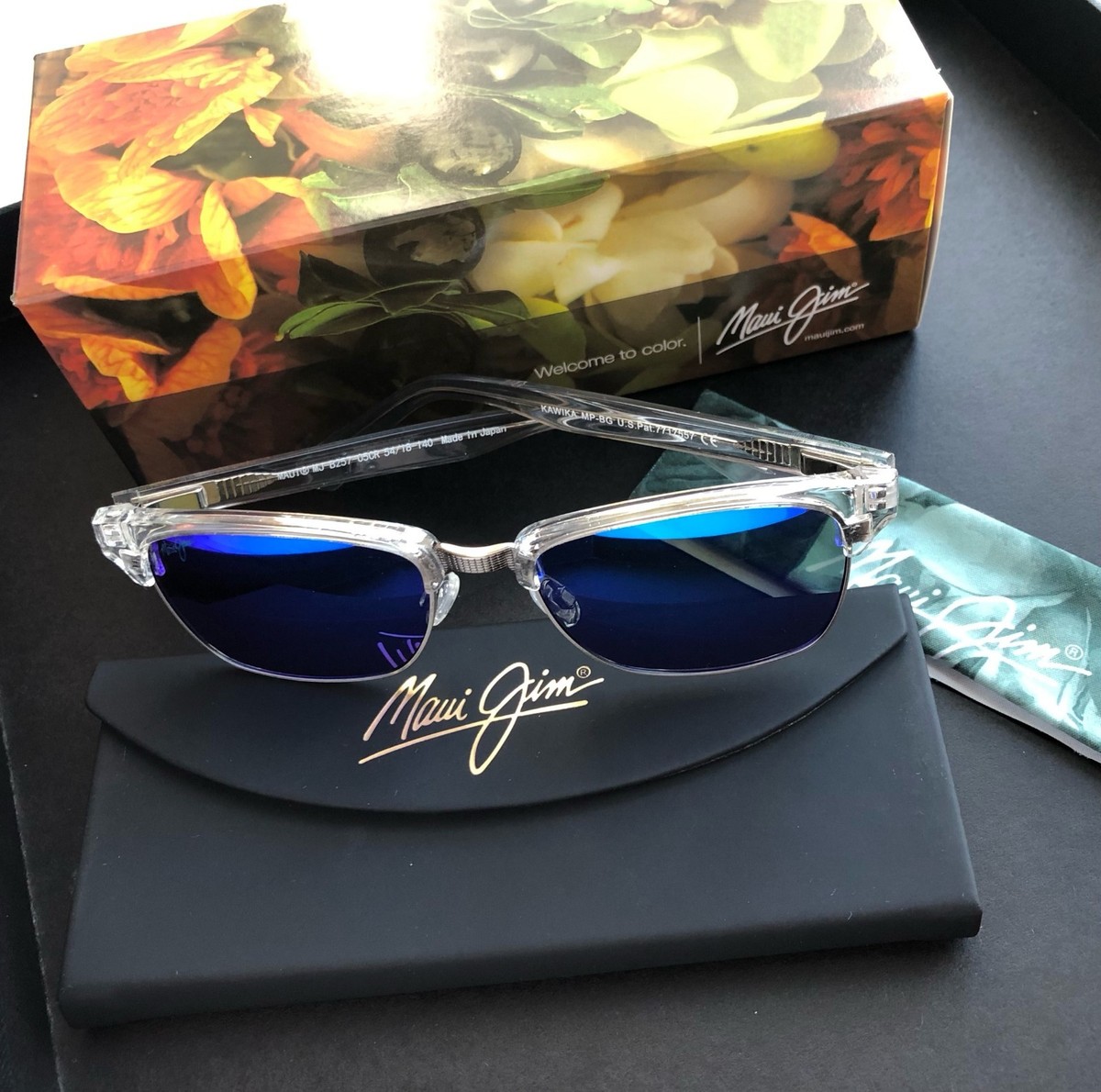 Maui Jim Kawika Polarized Sunglasses B257-05CR Crystal/Blue Hawaii