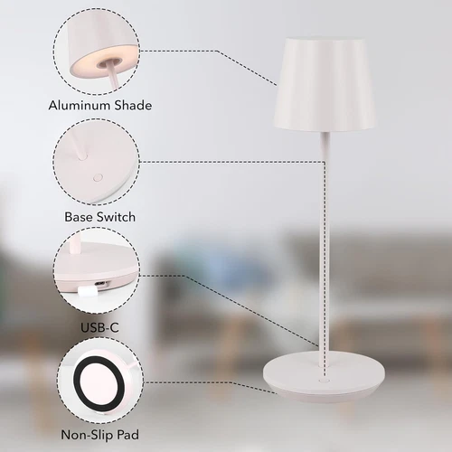 Mena Accent Rechargeable Table Lamp - 14.5" Pale Pink with USB-C & LED - Picture 7 of 7