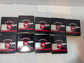 Camel Izmir Stinger Metal Cigarette Tins Collectible Hinged Cases Lot of 9