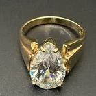 Vintage 925 Gold Over Sterling Silver Teardrop CZ Solitaire Women’s Ring Size 8