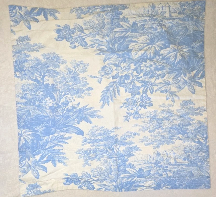 Edredón Pottery Barn Matine Toile + 2 fundas Euro Azul Algodón Lino 2014 Queen/Completo Foto 2 de 4