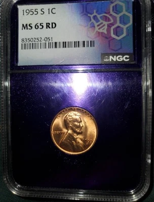 NGC 1955 Grade MS 65 Lincoln Wheat US Small Cents (1909-1958) for
