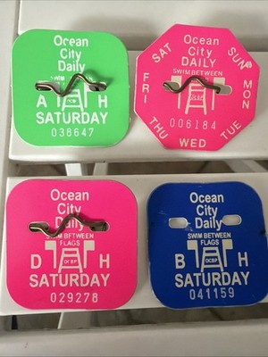 Ocean City, New Jersey Beach Tag / Tags Lot Of 4 DAILY TAGS