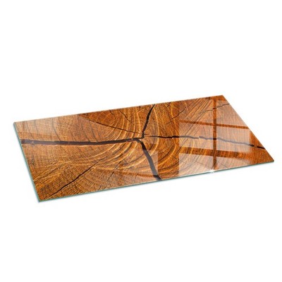 Glasplatte Unter Kaminofen, Hitzebeständig Holzmaserung im Querschnitt 125x50 cm