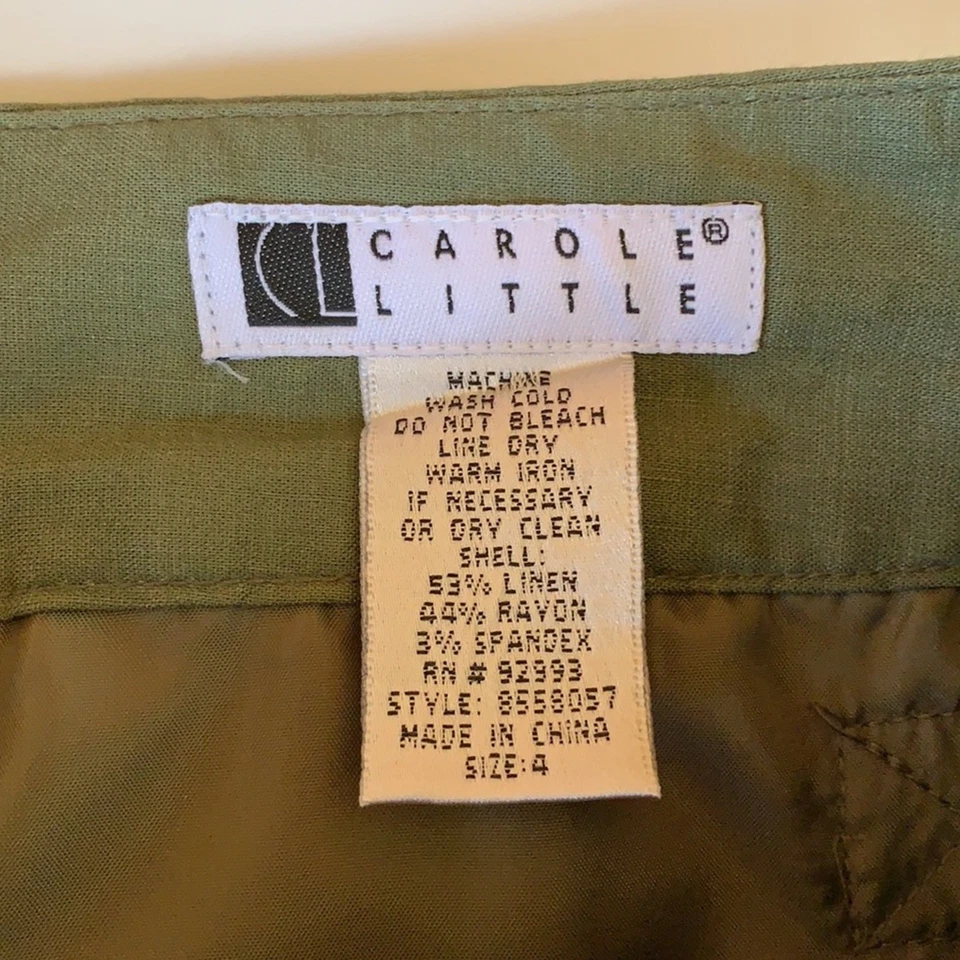 Bermudas Carole Little 4 verde oliva mezcla de lino PRÍSTINAS Foto 3 de 4