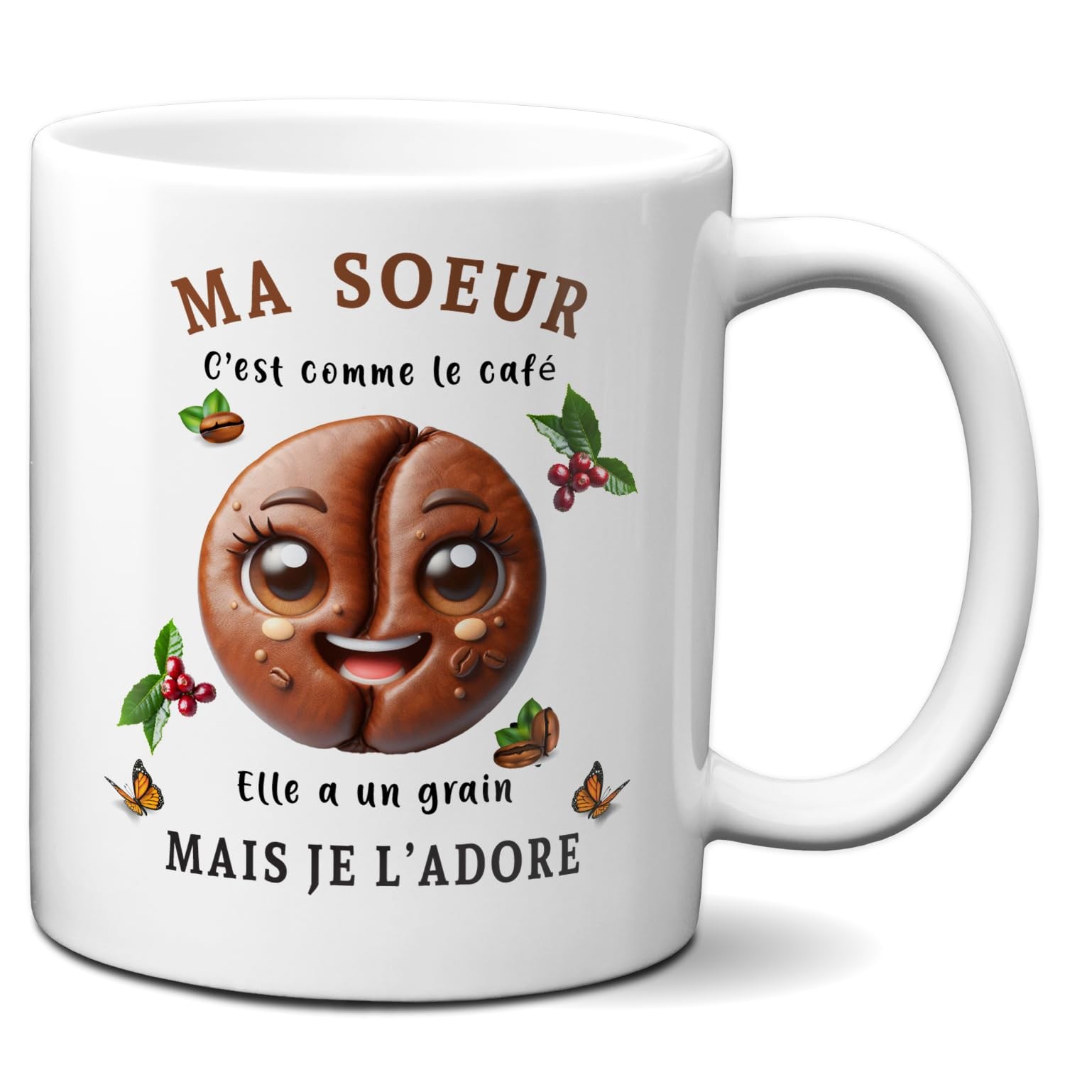 Mug Soeur Anniversaire - Tasse en Céramique Blanche 330ml pour sa Fête