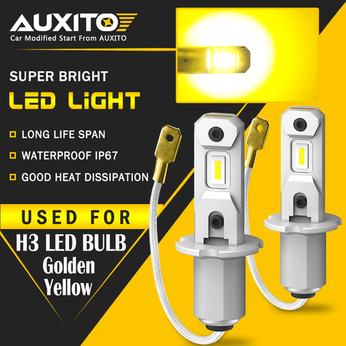 2X AUXITO Yellow H3 LED Fog Light Headlight Bulbs Lamp Conversion Kit 3000K EUO