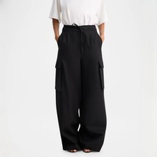 ROHE Cargo Trousers - Black - Wide Leg - Size 40 - US Size 8